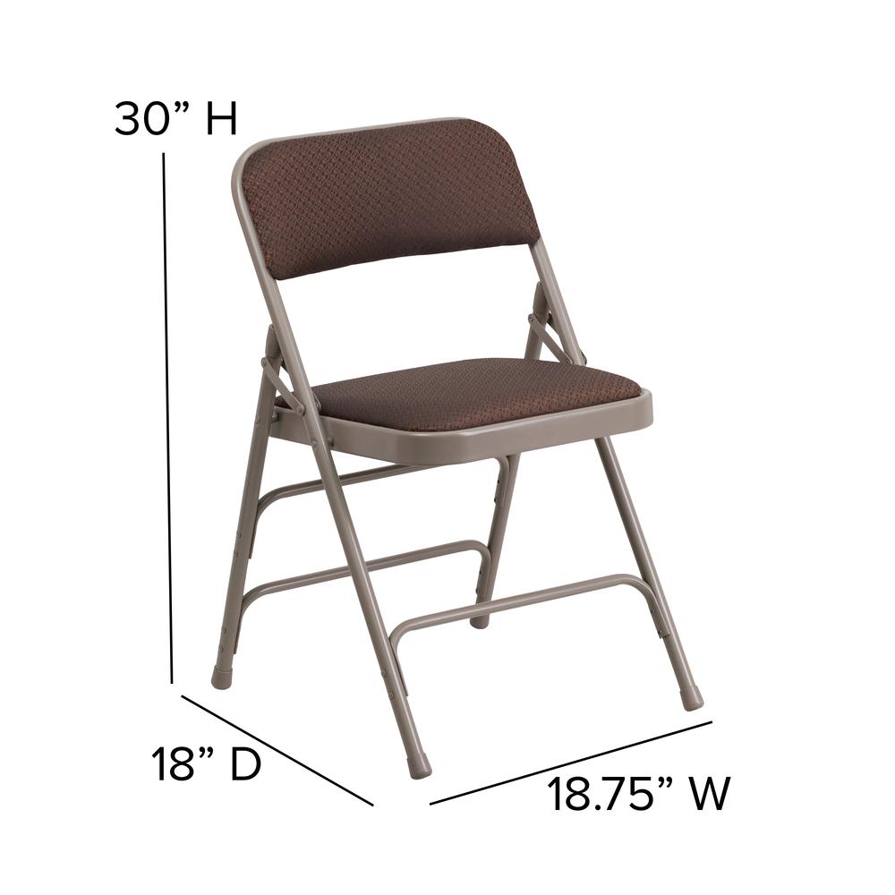 HERCULES Series Curved Triple Braced & Double Hinged Brown Patterned Fabric Metal Folding Chair - Flash Furniture