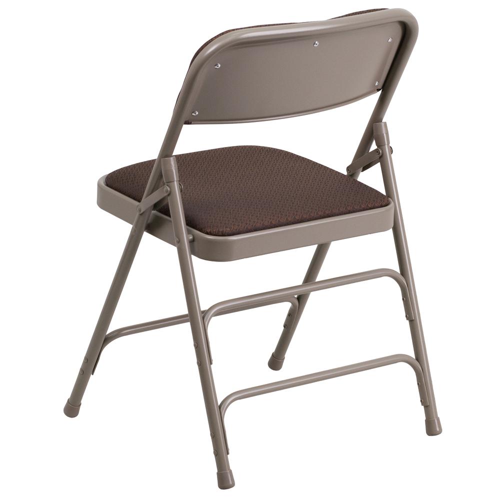 HERCULES Series Curved Triple Braced & Double Hinged Brown Patterned Fabric Metal Folding Chair - Flash Furniture