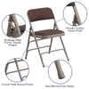 HERCULES Series Curved Triple Braced & Double Hinged Brown Patterned Fabric Metal Folding Chair - Flash Furniture