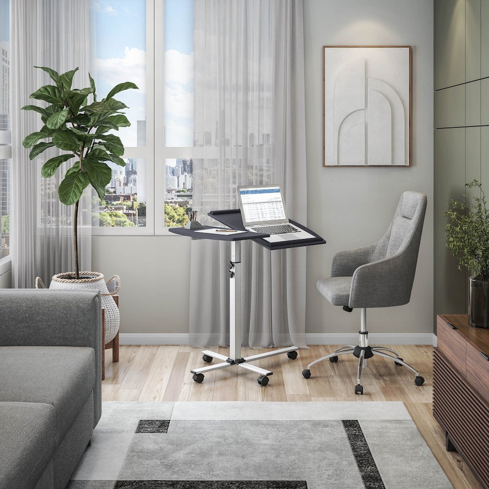 Rolling Adjustable Laptop Cart. Color: Graphite - Techni Mobili