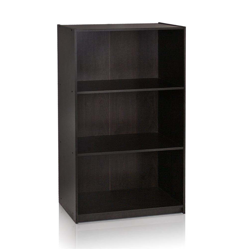 Basic 3-Tier Bookcase Storage Shelves, Espresso - Furinno