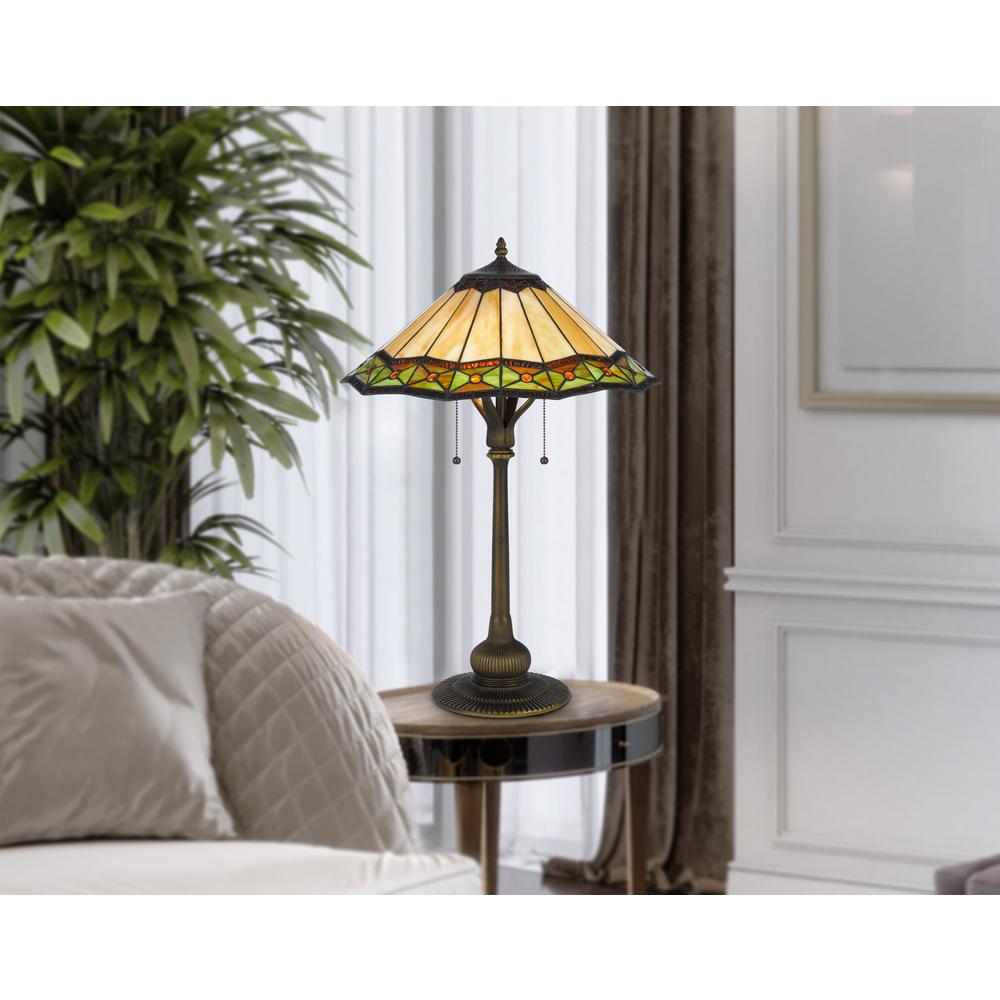 60W X 2 Armscroft Tiffany Table Lamp - Cal Lighting