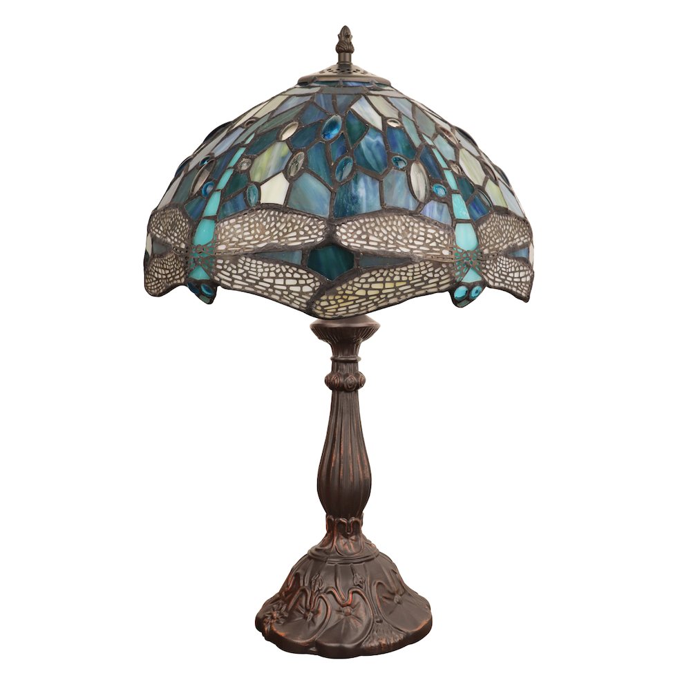 SUNNIVA Dragonfly Tiffany-Style 1-Light Table Lamp 12'' Shade - CHLOE Lighting