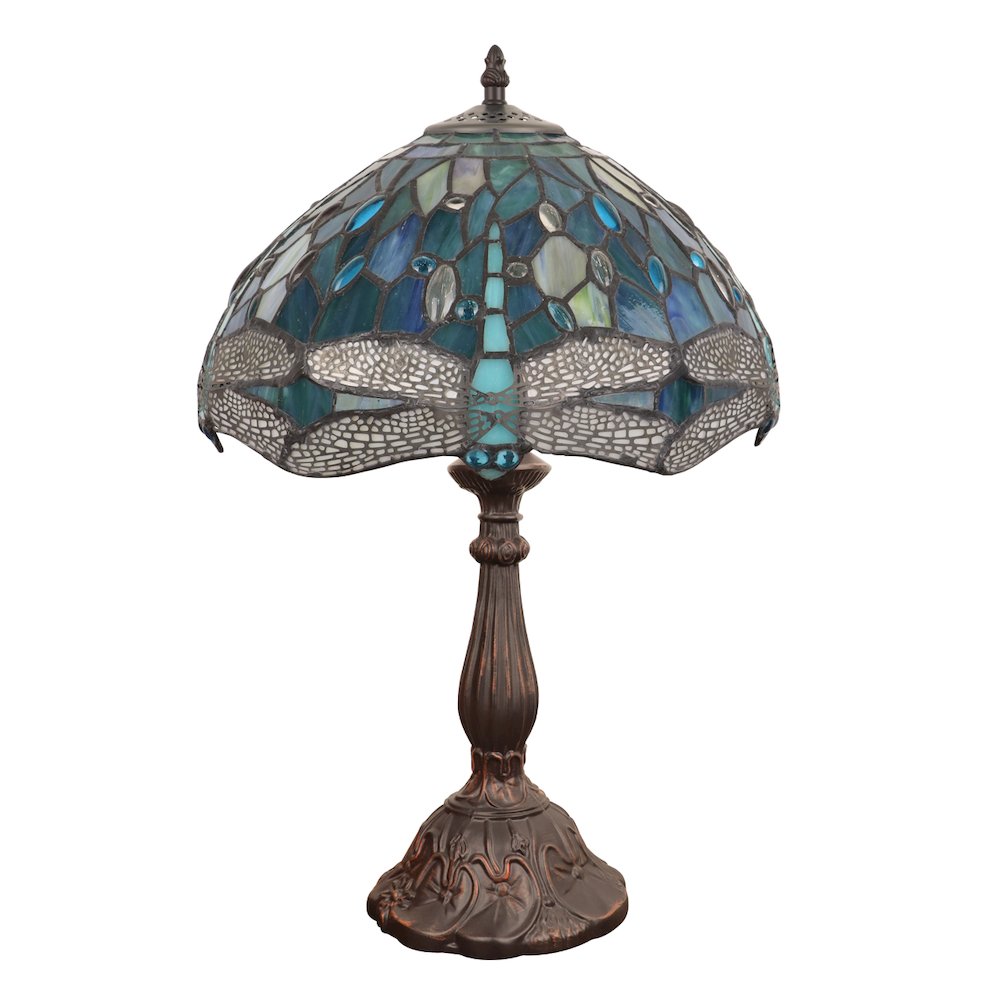 SUNNIVA Dragonfly Tiffany-Style 1-Light Table Lamp 12'' Shade - CHLOE Lighting