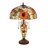 SARAI Tiffany-Style Floral Design 3-Light Double Lit Table Lamp 16'' Shade - CHLOE Lighting