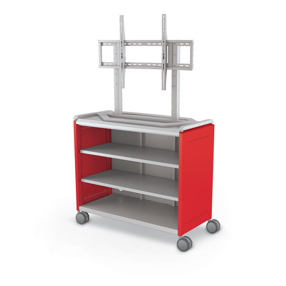 Compass Cabinet - Maxi H2 -Shelves / Casters / TV Mount - Red - Moore