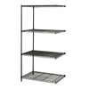 Safco Industrial Wire Shelving Add-On Unit - 36'' x 24'' x 72'' - 4 x Shelf(ves) - 1250 lb Load Capacity - Leveling Glide, Adjustable Shelf - Black - Powder Coated - Steel - Assembly Required