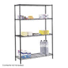 Safco Commercial Wire Shelving - 48'' x 18'' x 72'' - 4 x Shelf(ves) - 500 lb Load Capacity - Leveling Glide - Black - Powder Coated - Steel - Assembly Required