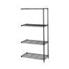 Safco Industrial Wire Shelving Add-On Unit - 48'' x 18'' x 72'' - 4 x Shelf(ves) - 1000 lb Load Capacity - Leveling Glide, Adjustable Leveler, Adjustable Feet, Dust Proof - Black - Powder Coated - Steel,
