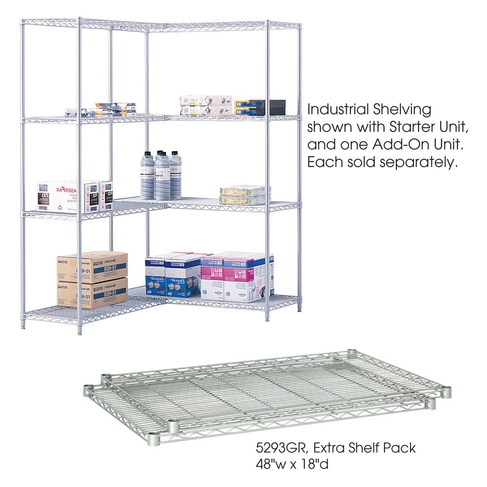 Safco Extra Shelf Pack - 48'' x 18'' x 1.5'' - 2 x Shelf(ves) - 1250 lb Load Capacity - Gray - Powder Coated - Steel
