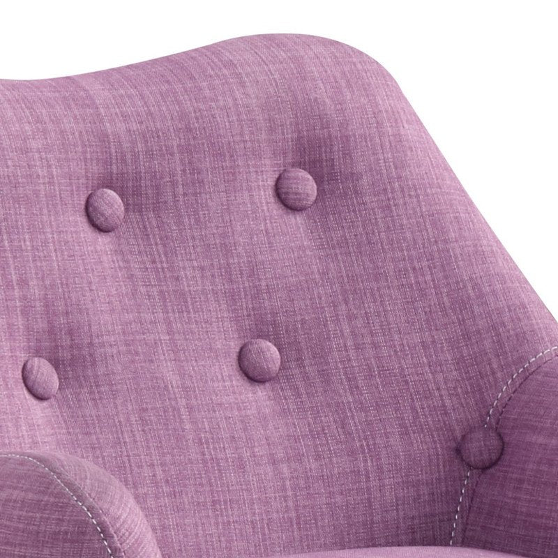 Fenix 19.5''W Pink Linen Kids Chair with Button Tufted Back and Wooden Legs - Lilola Home