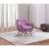 Fenix 19.5''W Pink Linen Kids Chair with Button Tufted Back and Wooden Legs - Lilola Home