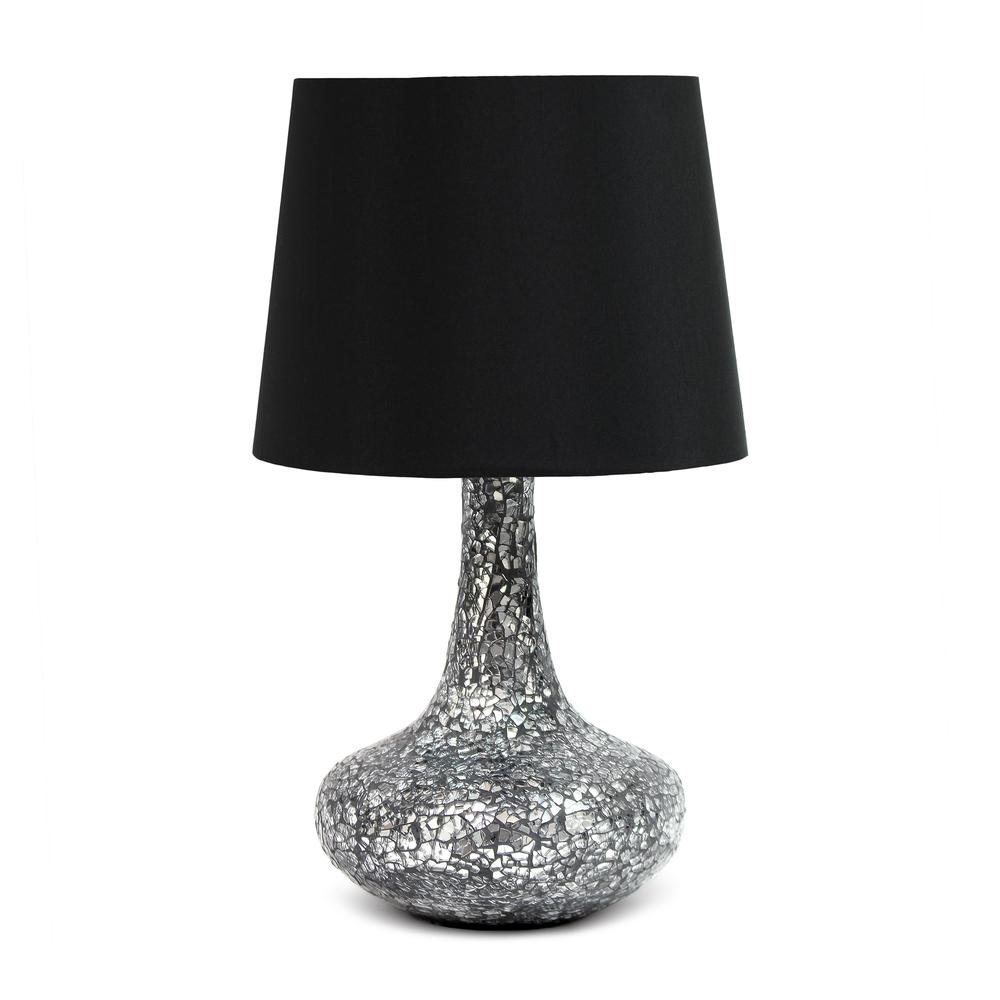 14.17'' Patchwork Crystal Glass Table Lamp, Black - Creekwood Home
