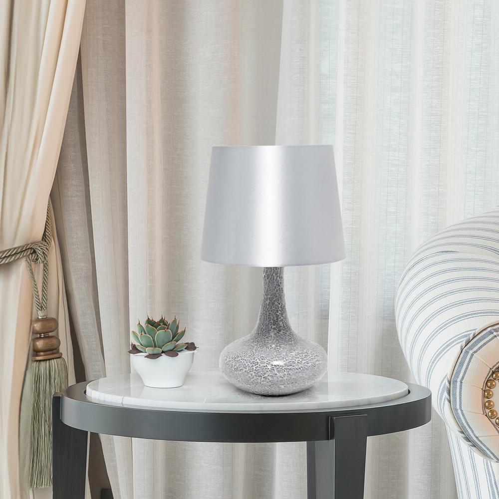14.17'' Patchwork Crystal Glass Table Lamp, Gray - Creekwood Home