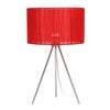 19.69'' Contemporary Brushed Nickel Pedestal Table Lamp, Red Shade - Creekwood Home