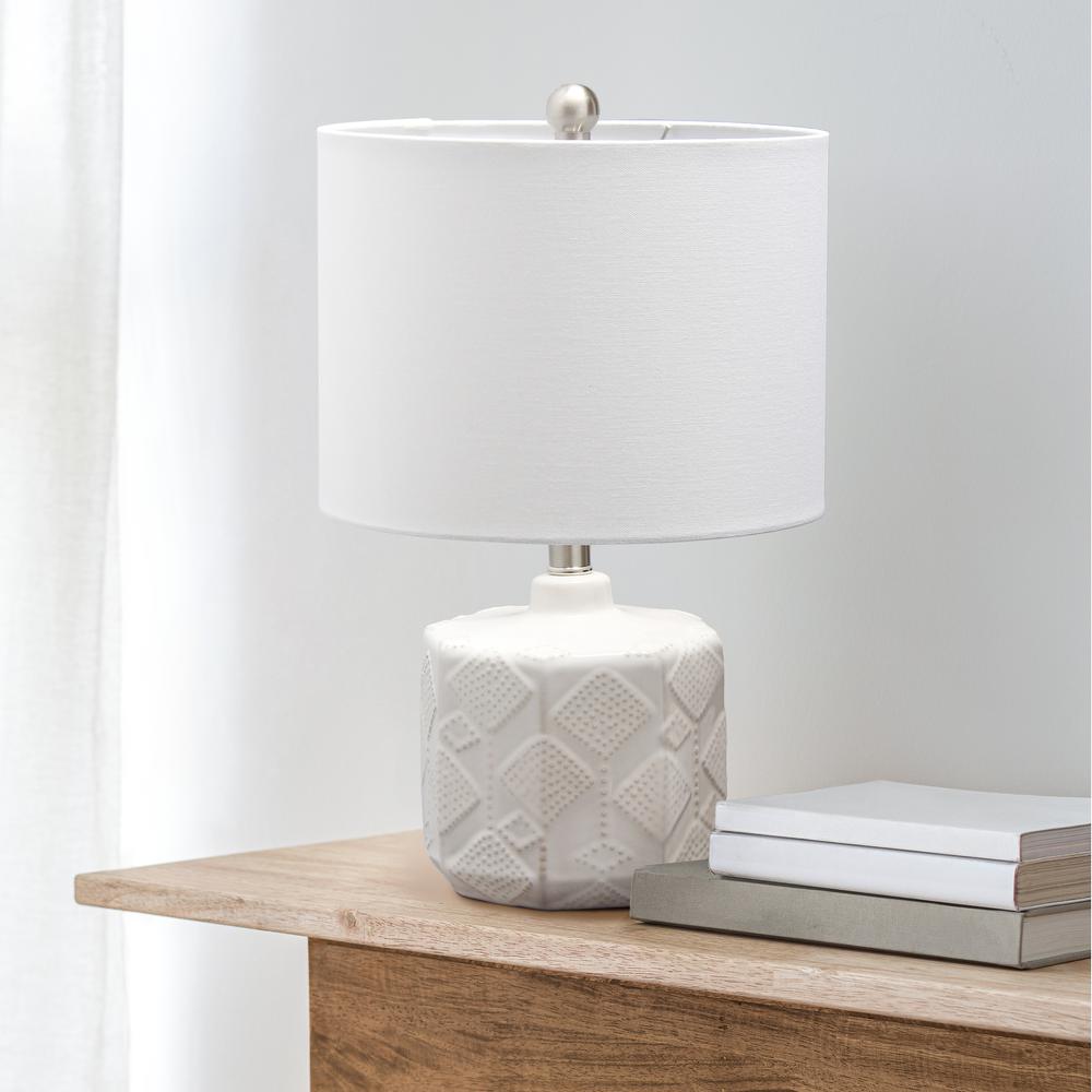 19'' Contemporary Bohemian Ceramic Eyelet Pattern Bedside Table Lamp - Lalia Home