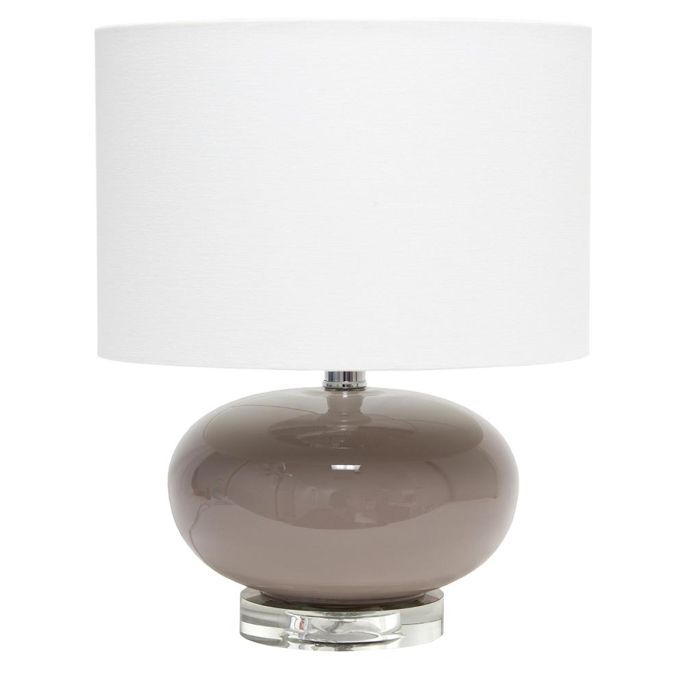 15.25'' Modern Ovaloid Glass Bedside Table Lamp with White Fabric Shade - Lalia Home
