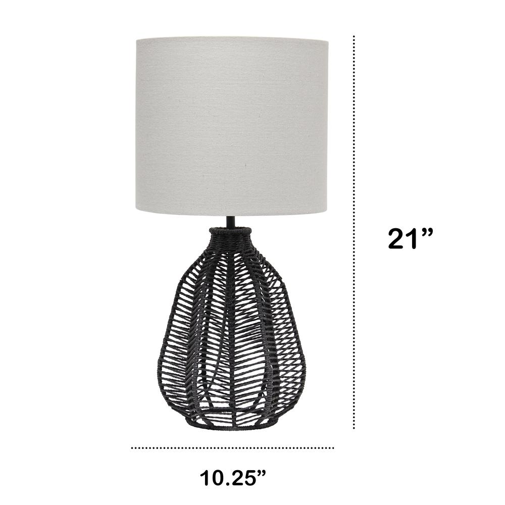 21'' Vintage Rattan Wicker Style Paper Rope Bedside Table Lamp - Lalia Home