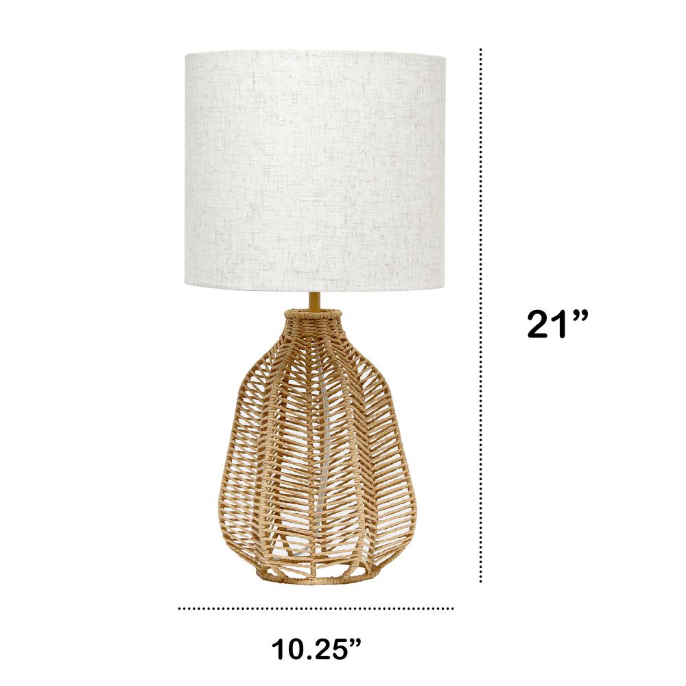 21'' Vintage Rattan Wicker Style Paper Rope Bedside Table Lamp - Lalia Home