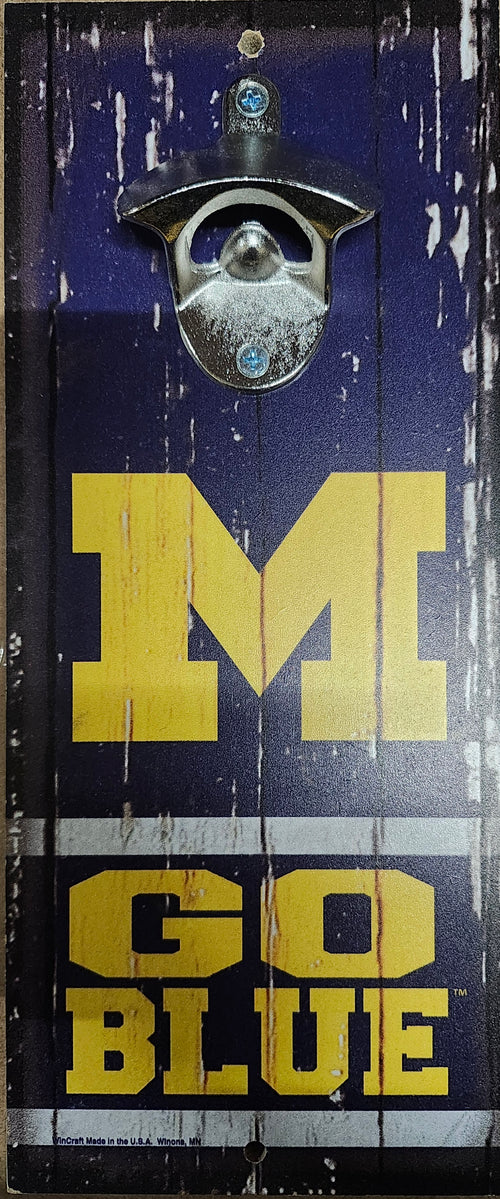 Michigan Wolverines Sign Wood 5x11 Bottle Opener Slogan - 14