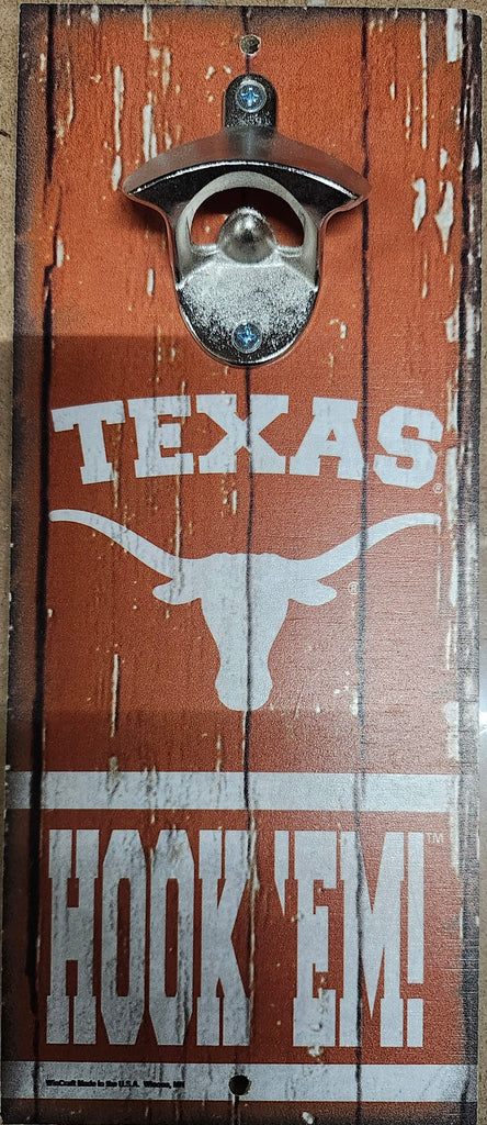 Texas Longhorns Sign Wood 5x11 Bottle Opener Slogan - 14