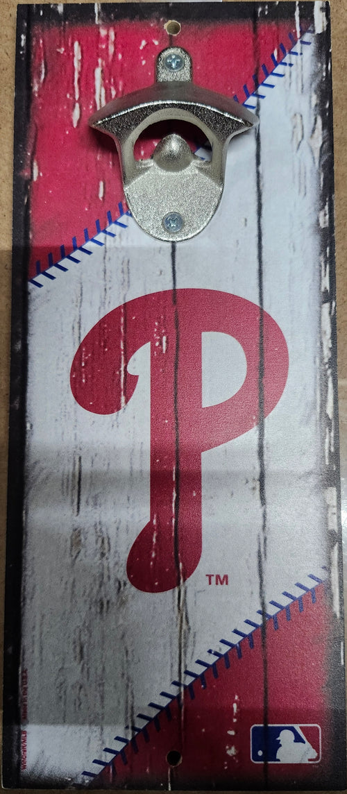 Philadelphia Phillies Sign Wood 5x11 Bottle Opener Alternate - 14