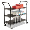 Wire Utility Cart, Metal, 3 Shelves, 600 lb Capacity, 43.75'' x 19.25'' x 40.5'', Black - Safco