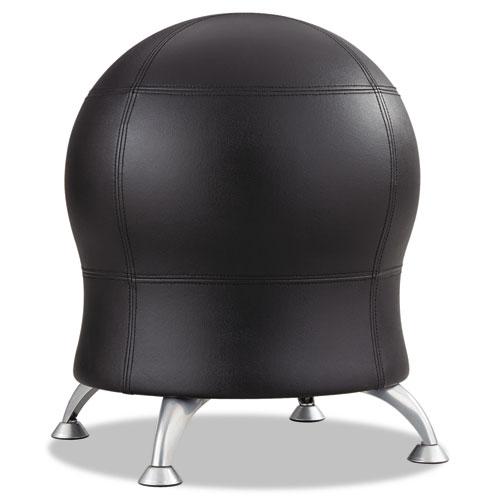 Zenergy Ball Chair, Backless, Supports Up to 250 lb, Black Vinyl Seat, Silver Base - Safco