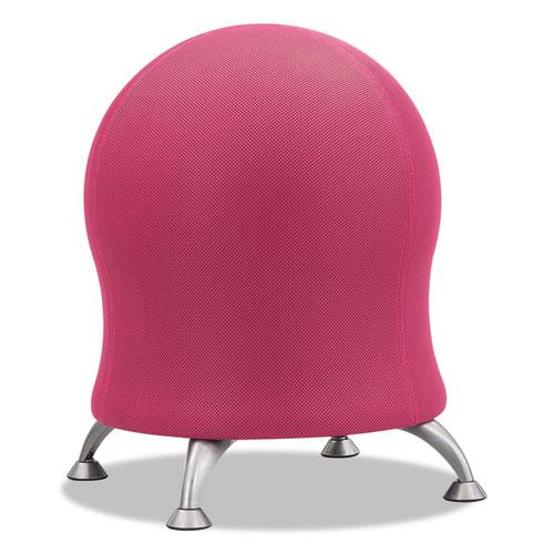 Zenergy Ball Chair, Backless, Supports Up to 250 lb, Pink Fabric Seat, Silver Base - Safco