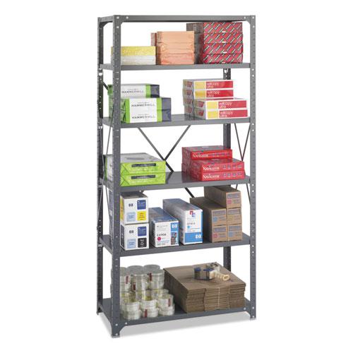Commercial Steel Shelving Unit, Six-Shelf, 36w x 18d x 75h, Dark Gray - Safco