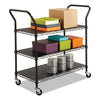 Wire Utility Cart, Metal, 3 Shelves, 600 lb Capacity, 43.75'' x 19.25'' x 40.5'', Black - Safco