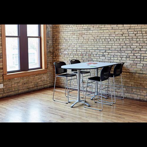 Vy Sled Base Bistro Chair, Supports Up to 350 lb, 30.5'' Seat Height, Black Seat, Black Back, Silver Base - Safco