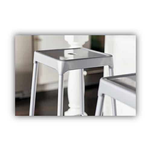 Counter-Height Steel Stool, Backless, Supports Up to 250 lb, 25'' Seat Height, Silver - Safco