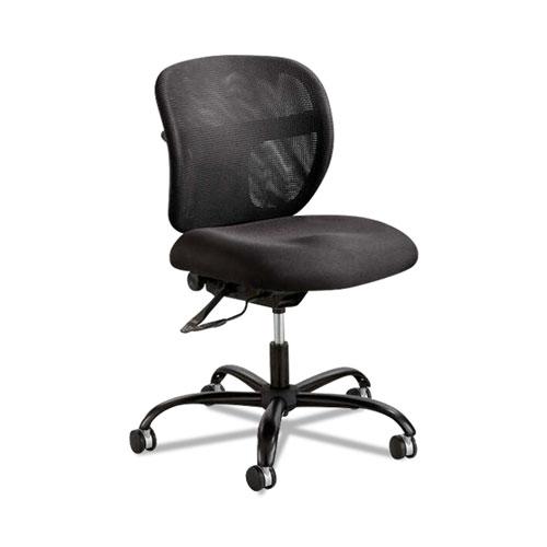 Vue Intensive-Use Mesh Task Chair, Supports Up to 500 lb, 18.5'' to 21'' Seat Height, Black Vinyl Seat/Back, Black Base - Safco