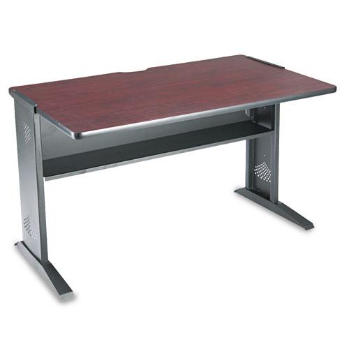 Computer Desk with Reversible Top, 47.5'' x 28'' x 30'', Mahogany/Medium Oak/Black - Safco