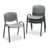 Stacking Chair, Supports Up to 250 lb, 18'' Seat Height, Charcoal Seat, Charcoal Back, Black Base, 4/Carton - Safco