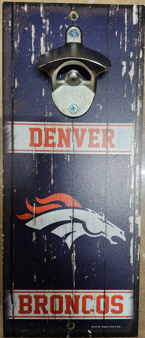 Denver Broncos Sign Wood 5x11 Bottle Opener Alternate - 14