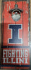 Illinois Fighting Illini Sign Wood 5x11 Bottle Opener Alternate - 14