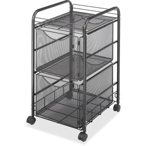 Safco Onyx Double Mesh Mobile File Cart - 2 Shelf - 2 Drawer - 4 Casters - 1.50'' Caster Size - x 15.8'' Width x 17'' Depth x 27'' Height - Black Steel Frame - Black - 1 Each
