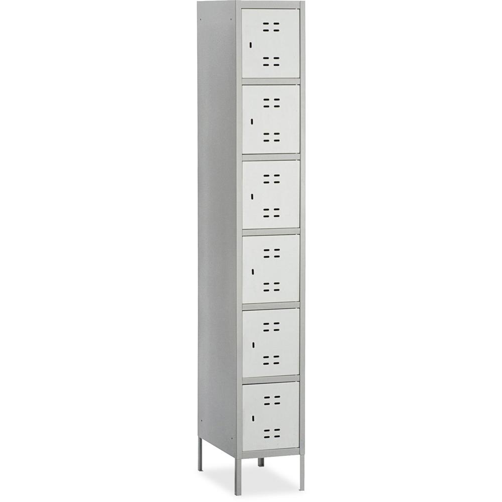 Safco Six-Tier Two-tone Box Locker with Legs - 18'' x 12'' x 78'' - Recessed Locking Handle - Gray - Steel