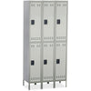 Safco Double-Tier Two-tone 3 Column Locker with Legs - 36'' x 18'' x 78'' - 3 x Shelf(ves) - Recessed Locking Handle - Gray - Steel