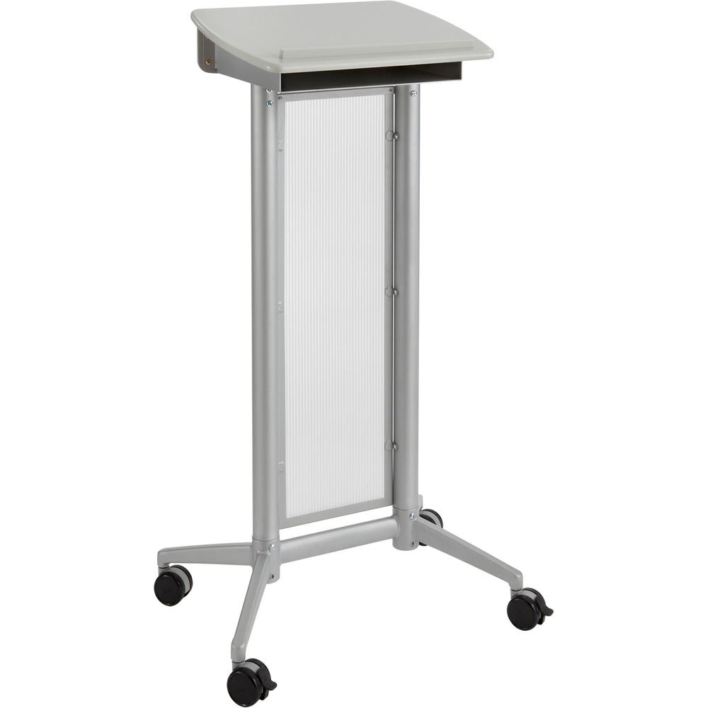 Safco Impromptu Lectern - Rectangle Top - 46.50'' Height x 26.50'' Width x 18.75'' Depth - Assembly Required - Gray, Powder Coated