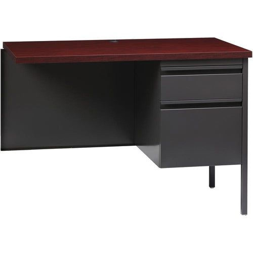 Lorell Fortress Series Right-Pedestal Return - Rectangle Top - 42'' Table Top Width x 24'' Table Top Depth x 1.12'' Table Top Thickness - 29.50'' HeightAssembly Required - Laminated, Mahogany - Steel - 1