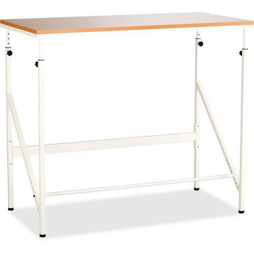 Safco Laminate Tabletop Standing-Height Desk - For - Table TopMelamine Laminate Rectangle, Beech Top - Powder Coated, Cream Base - Adjustable Height - 38'' to 50'' Adjustment x 48'' Table Top Width x 24''
