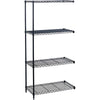 Safco Industrial Wire Shelving Add-On Unit - 36'' x 18'' x 72'' - 4 x Shelf(ves) - Leveling Glide, Adjustable Leveler, Adjustable Feet, Dust Proof - Black - Powder Coated - Steel, Plastic - Assembly Requ