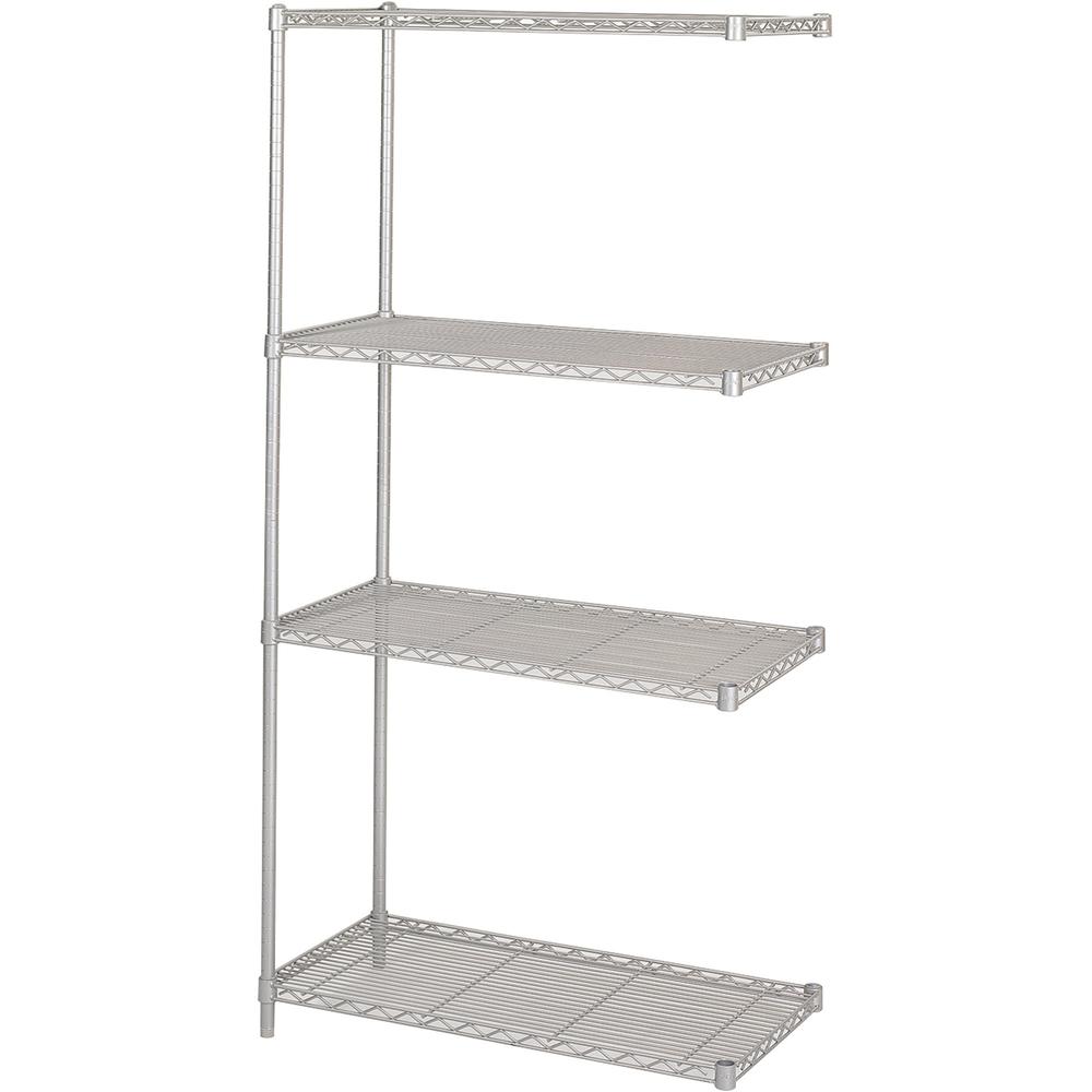Safco Add-On Unit - 36'' x 18'' - 4 x Shelf(ves) - 1250 lb Load Capacity - Gray - Powder Coated