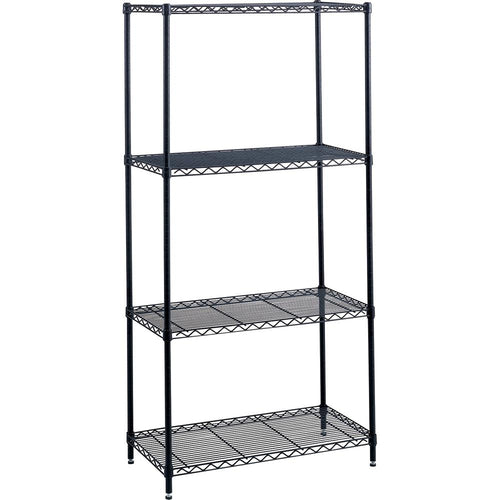 Safco Industrial Wire Shelving - 48'' x 18'' x 72'' - 4 x Shelf(ves) - 1250 lb Load Capacity - Leveling Glide, Dust Proof, Adjustable Leveler, Adjustable Feet - Black - Powder Coated - Steel - Assembly R
