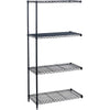 Safco Industrial Wire Shelving Add-On Unit - 48'' x 18'' x 72'' - 4 x Shelf(ves) - 1000 lb Load Capacity - Leveling Glide, Adjustable Leveler, Adjustable Feet, Dust Proof - Black - Powder Coated - Steel,