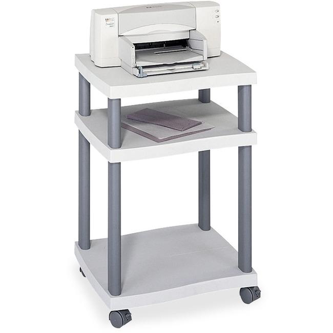 Safco Economy Desk Side Printer/Fax Stand - 100 lb Load Capacity - 2 x Shelf(ves) - 29.3'' Height x 20'' Width x 17.5'' Depth - Floor - Plastic - Light Gray