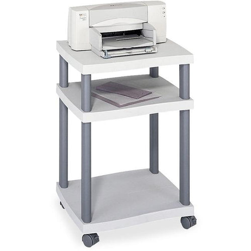 Safco Economy Desk Side Printer/Fax Stand - 100 lb Load Capacity - 2 x Shelf(ves) - 29.3'' Height x 20'' Width x 17.5'' Depth - Floor - Plastic - Light Gray